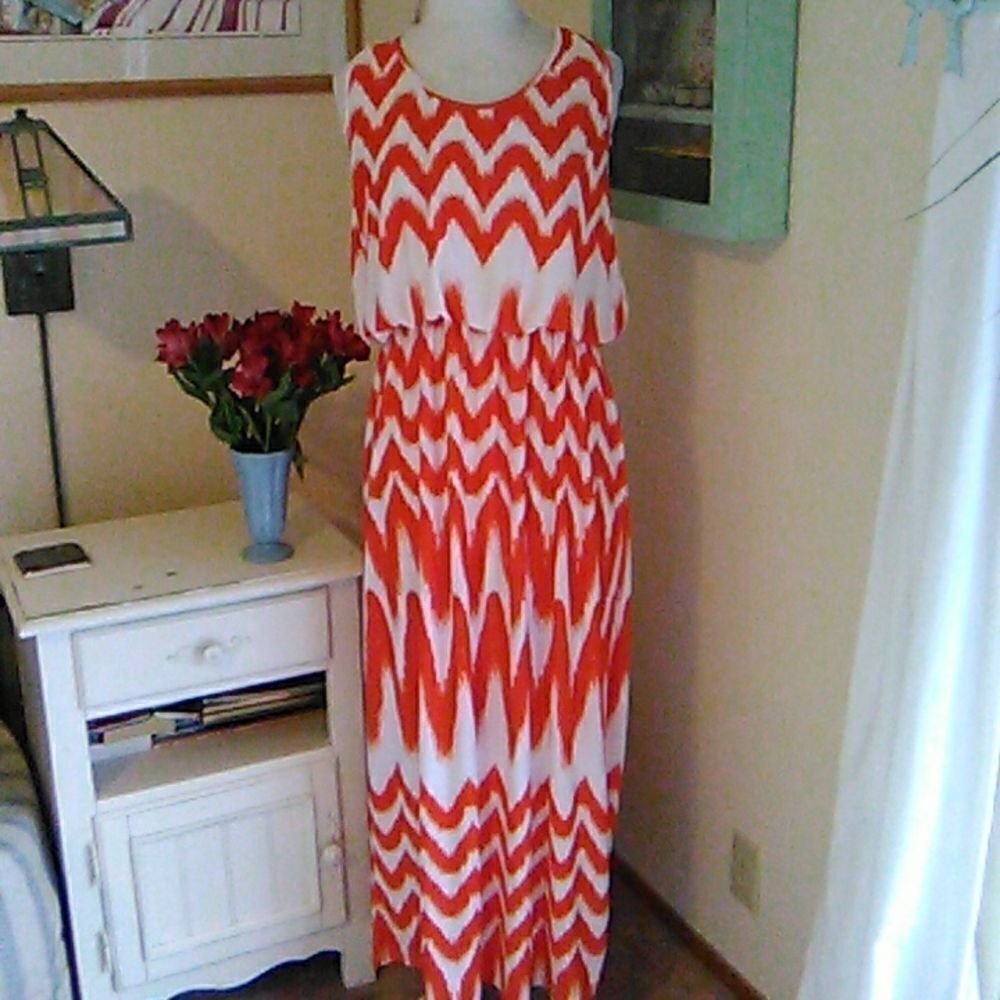 Magic Orange and White Maxi Dress